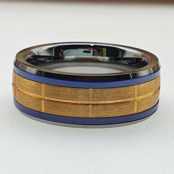 Rose Gold Ring, Forged Carbon Fiber sides Brushed Ring, GALTUN718 - Picture 5 of 6